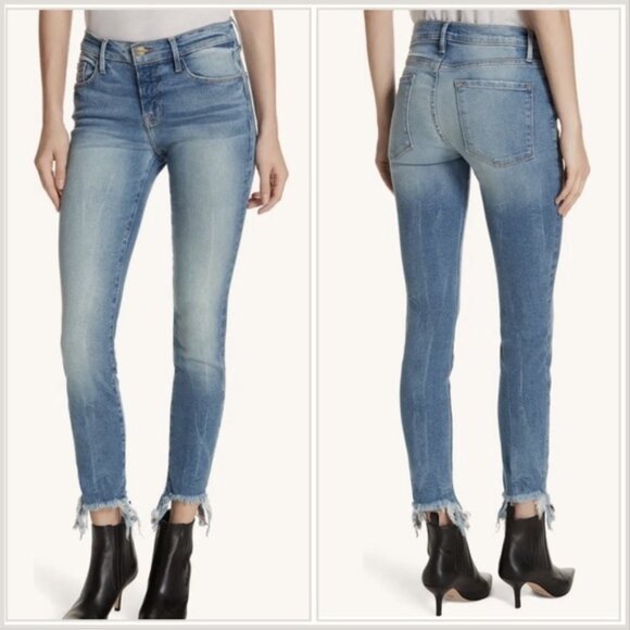 Frame Denim Denim - Frame Le Skinny de Jeanne Fray Hem Stiletto Jeans Dupont Wash Skinny Size 29 EUC
